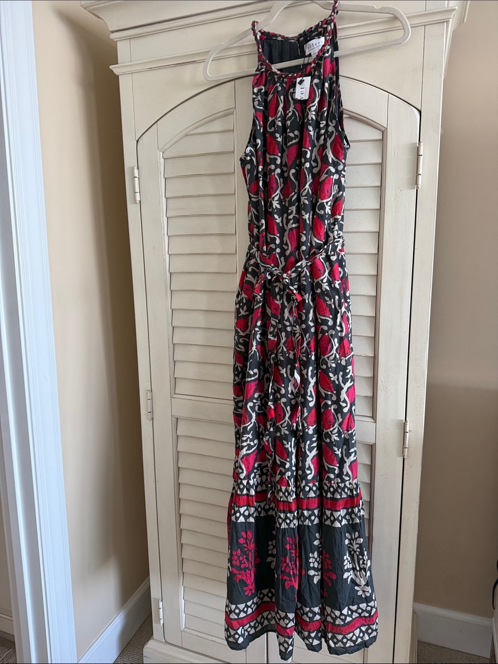 Velvet by Graham & Spencer Black and Pink Floral Halter Maxi Dress